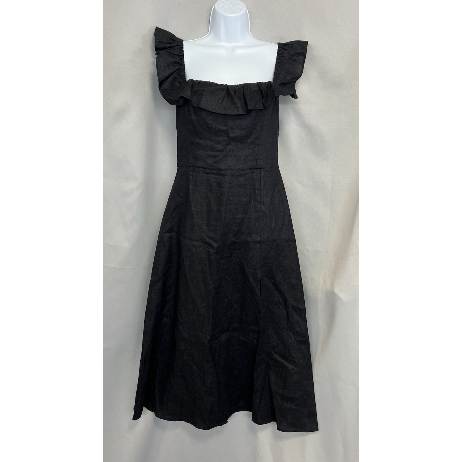 Reformation Women's Amethyst Linen Midi Dress Black Sz 6
